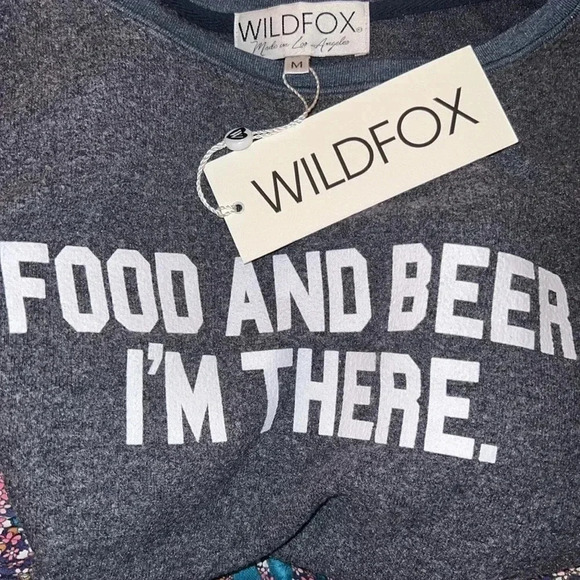 Wildfox Women’s Food and Beer I’m There Beach Sweatshirt Jumper NWT Medium - Picture 7 of 7